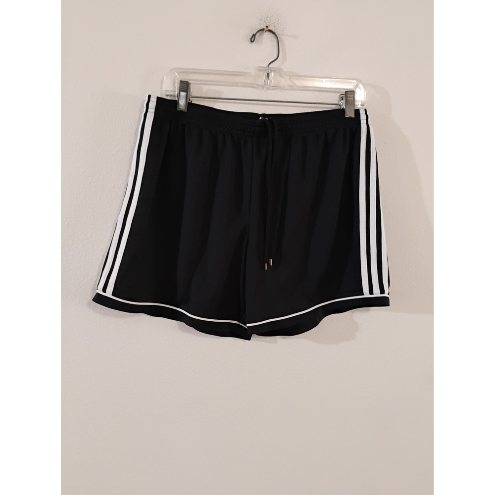 Adidas Climalite Athletic Shorts Black White 3 Stripe Drawstring XL